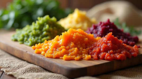 Des purées de légumes sans sel déshydratées pour une alimentation saine